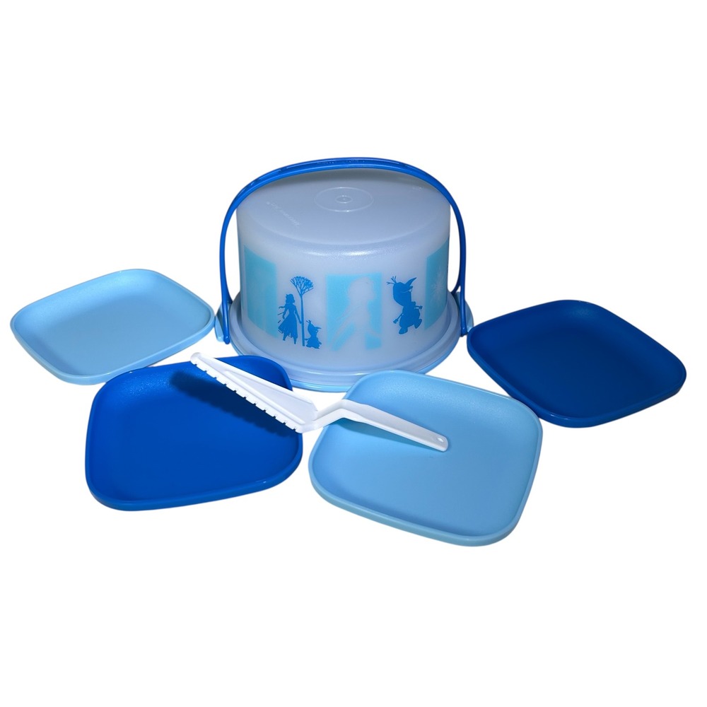 Tupperware Toys Frozen 2 Cake Carrier Plates Server Set Kid Play Party Elsa Anna